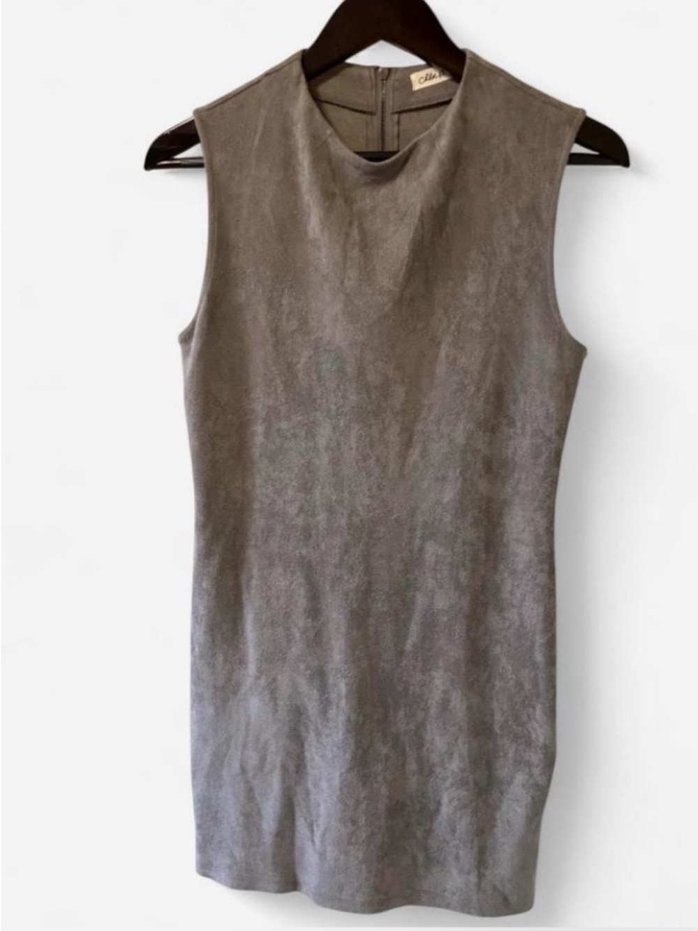 Sleeveless Taupe Faux Suede Tank Shift Dress Women’s Size M